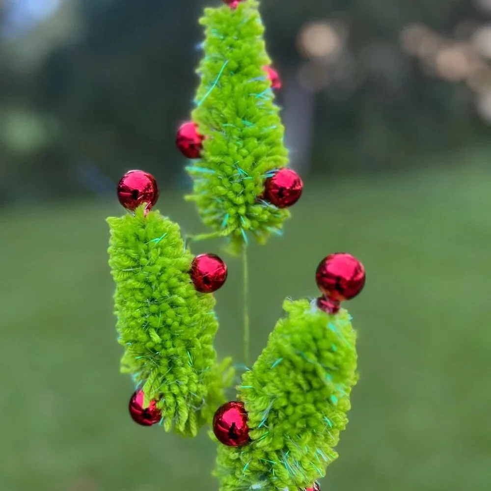Yarn Christmas Tree Spray Stem Holiday DIY Arrangement Decoration 28 inches
